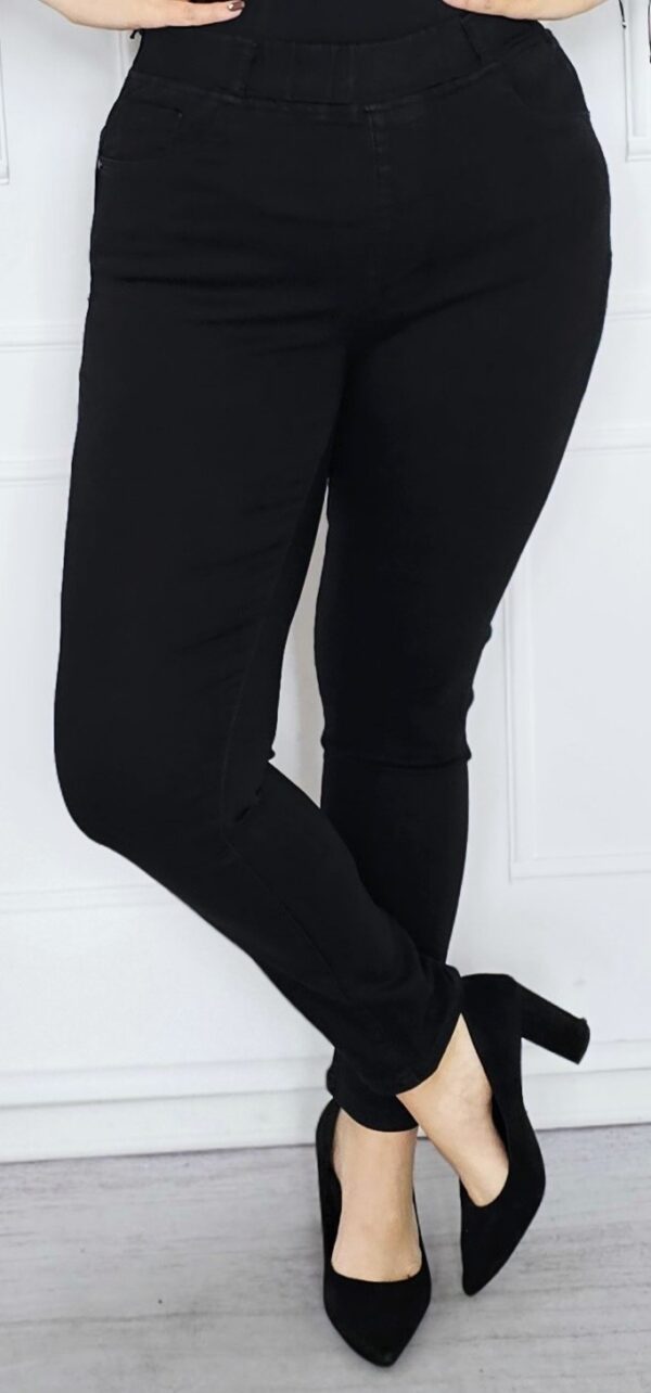 Czarne Spodnie Jeansowe z Gumką w Pasie