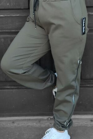 Khaki spodnie dresowe z zamkami na boku, super model