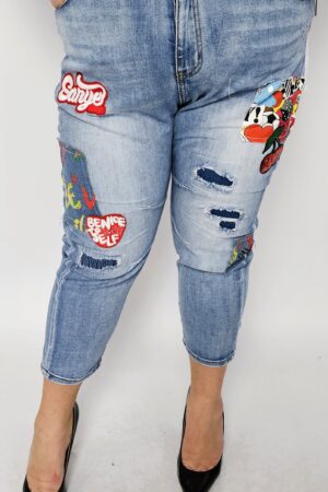 Spodnie jeansowe z naszywkami