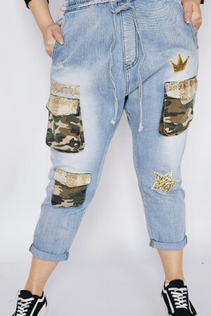 Spodnie jeansowe z gumka w pasie